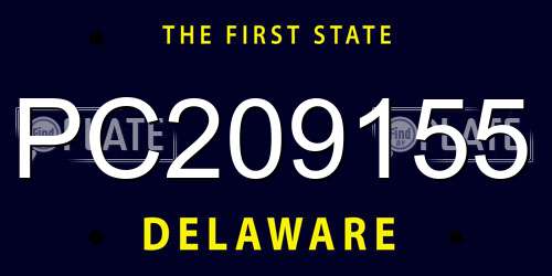 PC209155 Delaware License Plate