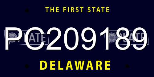 PC209189 Delaware License Plate