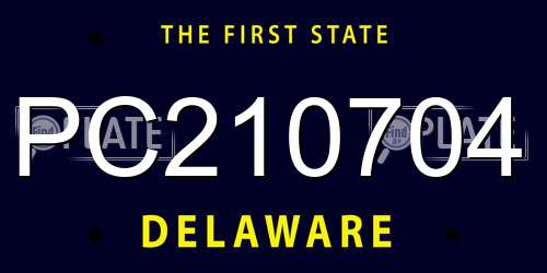 PC210704 Delaware License Plate