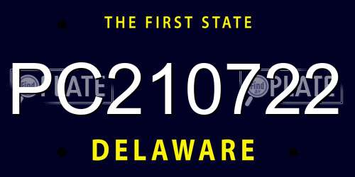 PC210722 Delaware License Plate