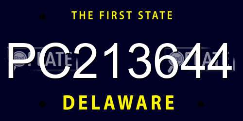 PC213644 Delaware License Plate