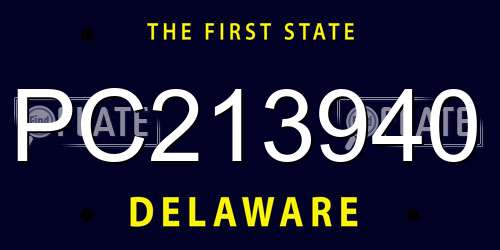 PC213940 Delaware License Plate