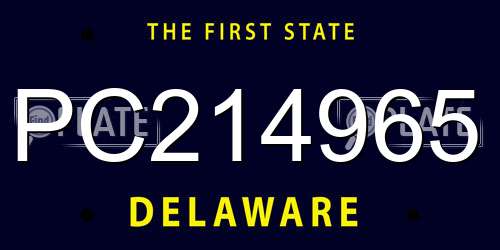 PC214965 Delaware License Plate