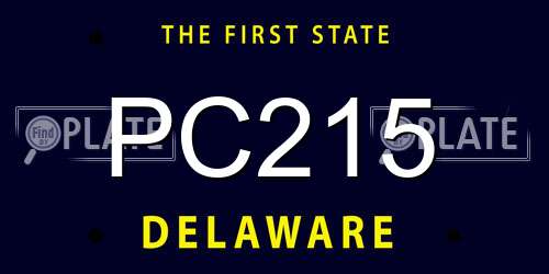 PC215 Delaware License Plate