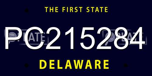 PC215284 Delaware License Plate
