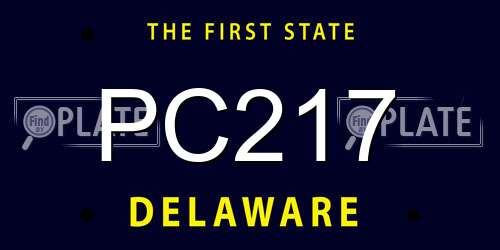 PC217 Delaware License Plate