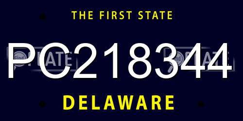 PC218344 Delaware License Plate