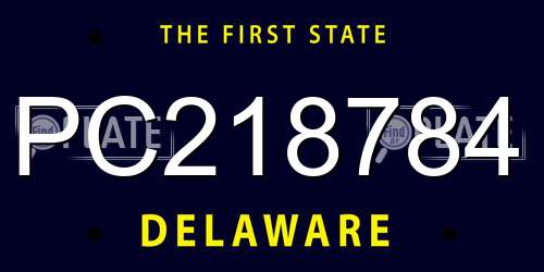 PC218784 Delaware License Plate
