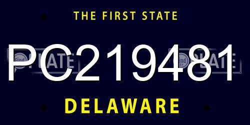 PC219481 Delaware License Plate