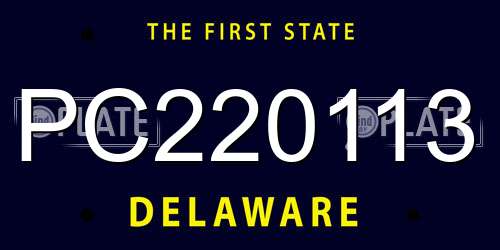 PC220113 Delaware License Plate