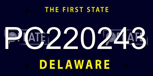 PC220243 Delaware License Plate