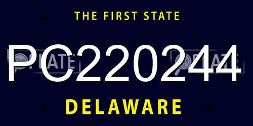 PC220244 Delaware License Plate