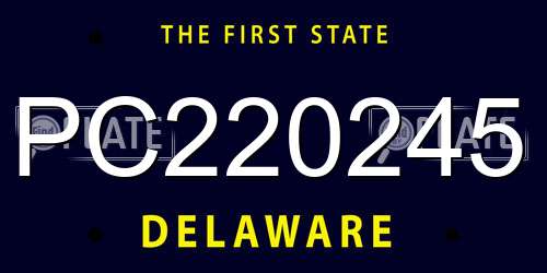 PC220245 Delaware License Plate