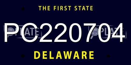 PC220704 Delaware License Plate