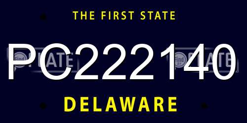 PC222140 Delaware License Plate