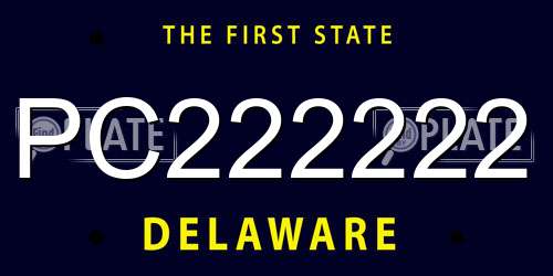 PC222222 Delaware License Plate