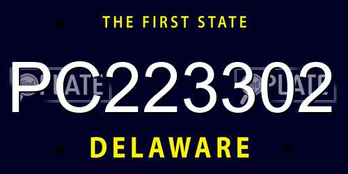 PC223302 Delaware License Plate