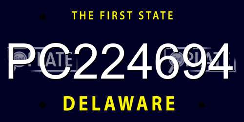 PC224694 Delaware License Plate