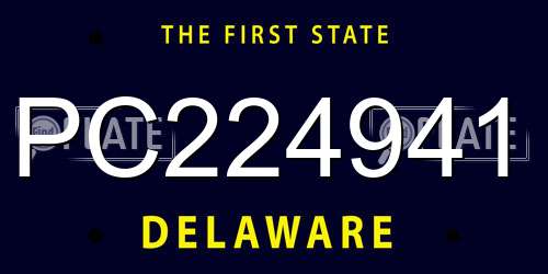 PC224941 Delaware License Plate