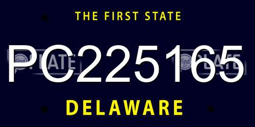 PC225165 Delaware License Plate