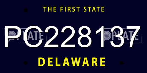 PC228137 Delaware License Plate