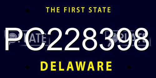 PC228398 Delaware License Plate