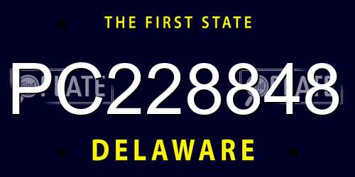 PC228848 Delaware License Plate