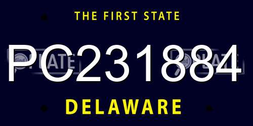 PC231884 Delaware License Plate