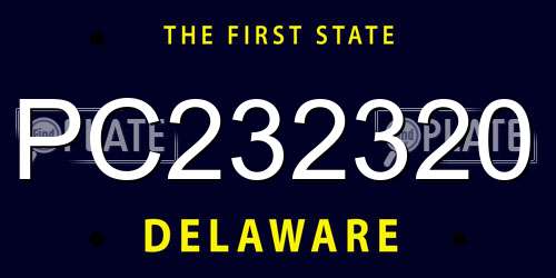 PC232320 Delaware License Plate