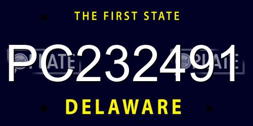 PC232491 Delaware License Plate