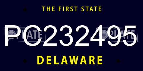 PC232495 Delaware License Plate