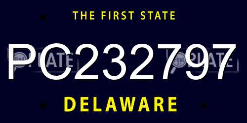 PC232797 Delaware License Plate