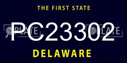 PC23302 Delaware License Plate