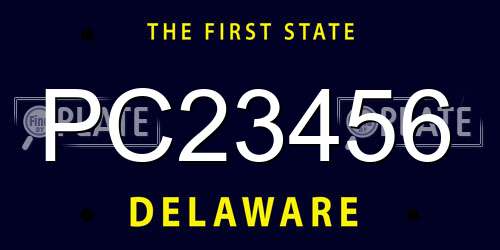 PC23456 Delaware License Plate