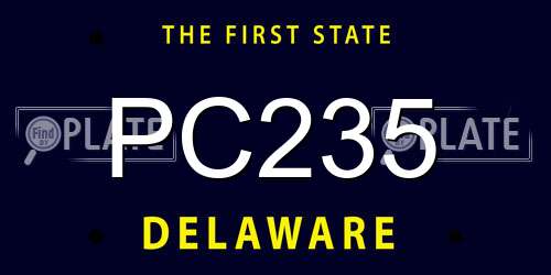 PC235 Delaware License Plate