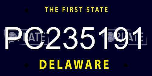 PC235191 Delaware License Plate