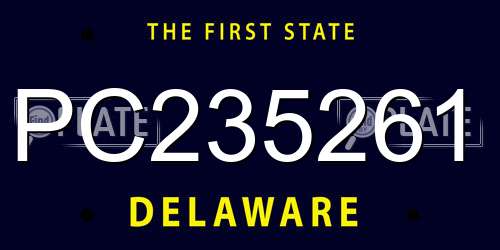 PC235261 Delaware License Plate