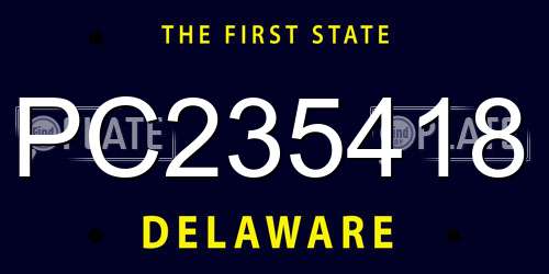 PC235418 Delaware License Plate