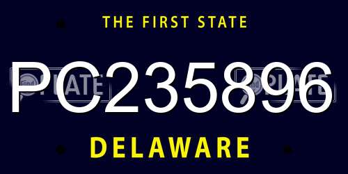 PC235896 Delaware License Plate