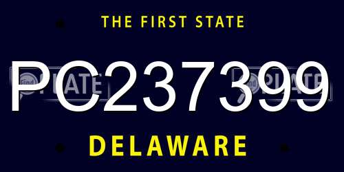 PC237399 Delaware License Plate