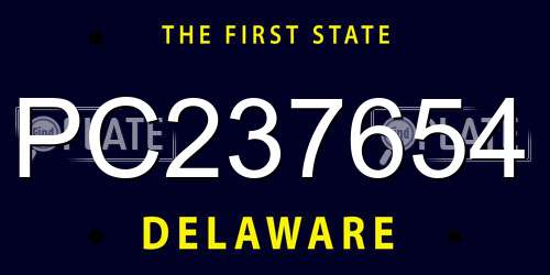 PC237654 Delaware License Plate