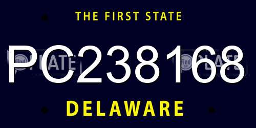 PC238168 Delaware License Plate
