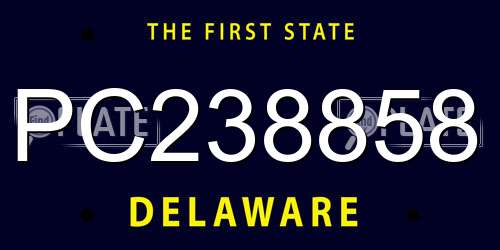 PC238858 Delaware License Plate