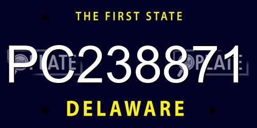 PC238871 Delaware License Plate
