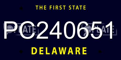 PC240651 Delaware License Plate