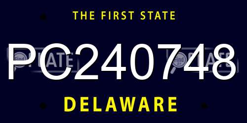 PC240748 Delaware License Plate
