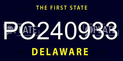 PC240933 Delaware License Plate