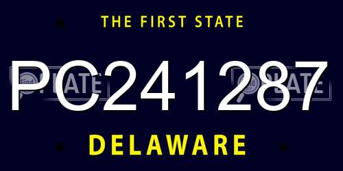 PC241287 Delaware License Plate
