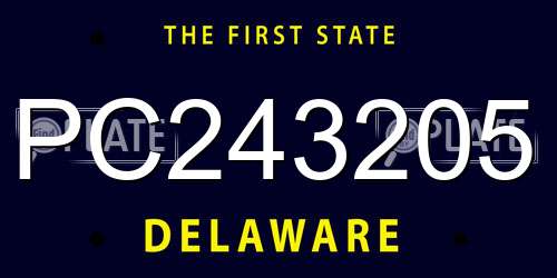 PC243205 Delaware License Plate