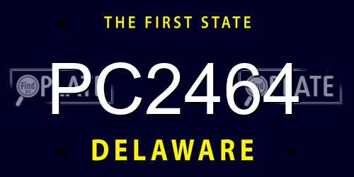 PC2464 Delaware License Plate